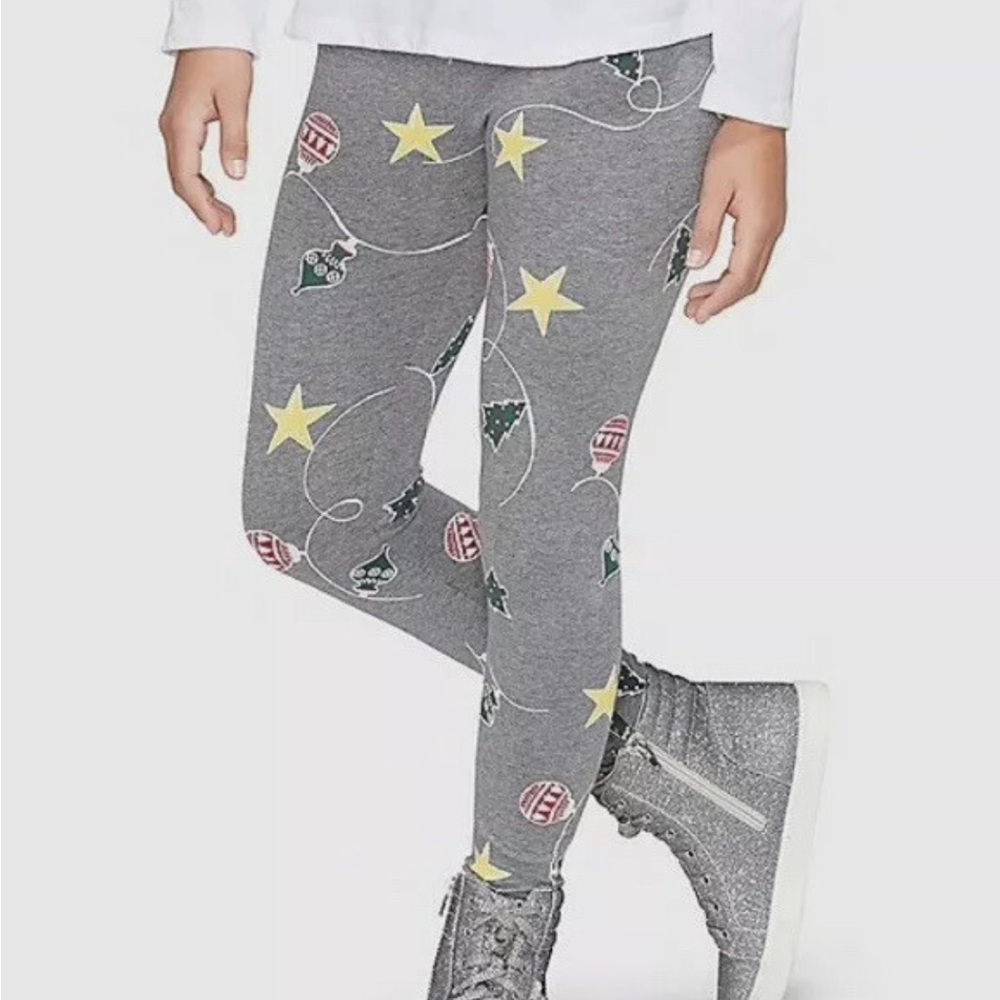 Justice Girls Plus Size Gray Holiday Print Leggings